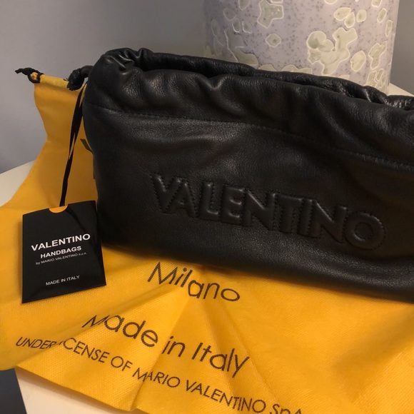 Valentino by Mario Valentino Cara Embossed Black Leather Crossbody - Picture 3 of 9